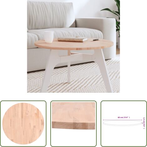 vidaXL Madera de haya -  Tablero redondo de madera maciza de haya Ø60x1,5 cm