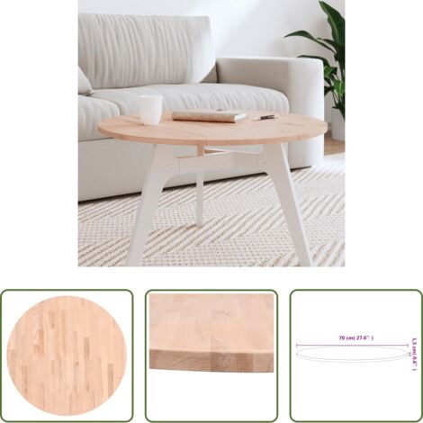 vidaXL Madera de haya -  Tablero redondo de madera maciza de haya Ø70x1,5 cm