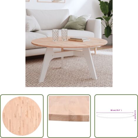 vidaXL Madera de haya -  Tablero redondo de madera maciza de haya Ø90x1,5 cm