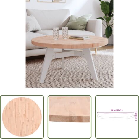 vidaXL Madera de haya -  Tablero redondo de madera maciza de haya Ø90x4 cm