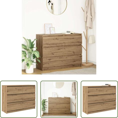 vidaXL Madera de ingeniería -  Aparador Artisan Roble 100x35x76 cm Madera de ingeniería