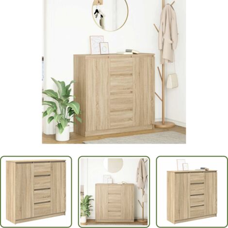 vidaXL Madera de ingeniería -  Aparador con cajones roble Sonoma 100,5x35x98,5 cm
