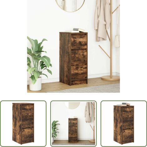 vidaXL Madera de ingeniería -  Aparador roble ahumado 29,5x34x76 cm madera de ingeniería