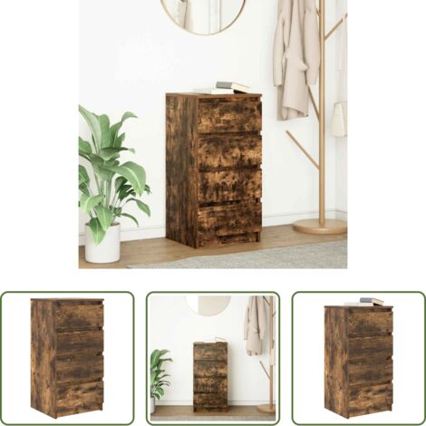vidaXL Madera de ingeniería -  Aparador roble ahumado 37,5x35x76 cm madera de ingeniería