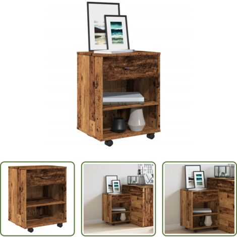 vidaXL Madera de ingeniería -  Armario con ruedas madera de ingeniería envejecida 46x36x59 cm