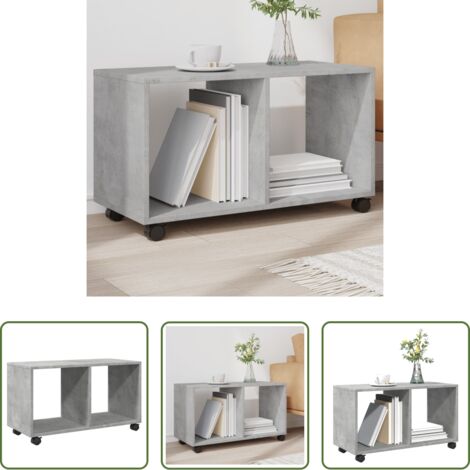 vidaXL Madera de ingeniería -  Armario con ruedas madera ingeniería gris hormigón 72x33x42,5cm