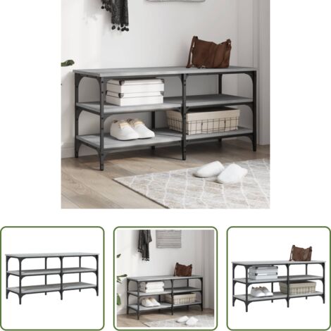 vidaXL Madera de ingeniería -  Banco zapatero madera de ingeniería gris Sonoma 100x38,5x49 cm