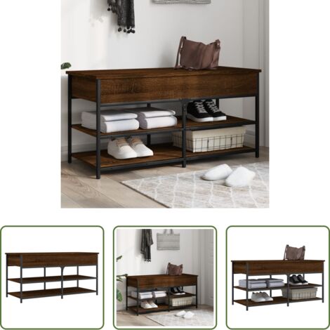 vidaXL Madera de ingeniería -  Banco zapatero madera de ingeniería marrón roble 100x42,5x50 cm