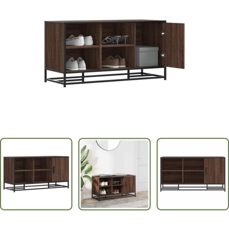 vidaXL Madera de ingeniería -  Banco zapatero madera de ingeniería roble marrón 100x40x53,5 cm