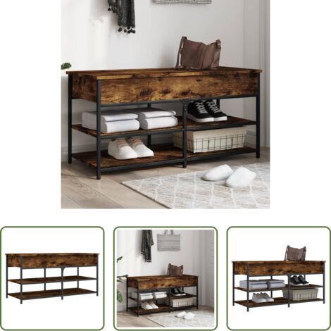vidaXL Madera de ingeniería -  Banco zapatero madera ingeniería roble ahumado 100x42,5x50 cm