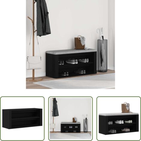 vidaXL Madera de ingeniería -  Banco zapatero roble negro 100x35x45 cm madera de ingeniería