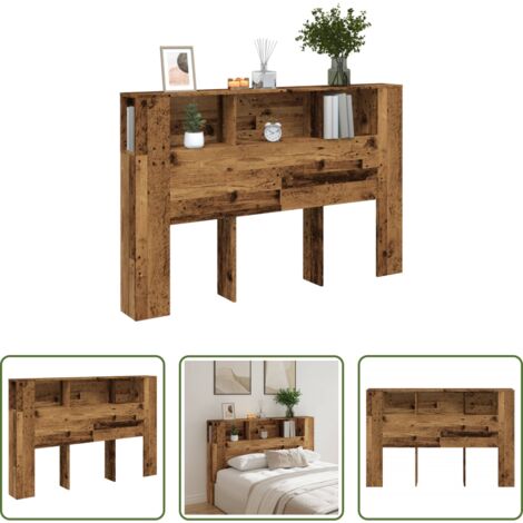 vidaXL Madera de ingeniería -  Cabecero armario madera ingeniería envejecida 160x18,5x103,5 cm