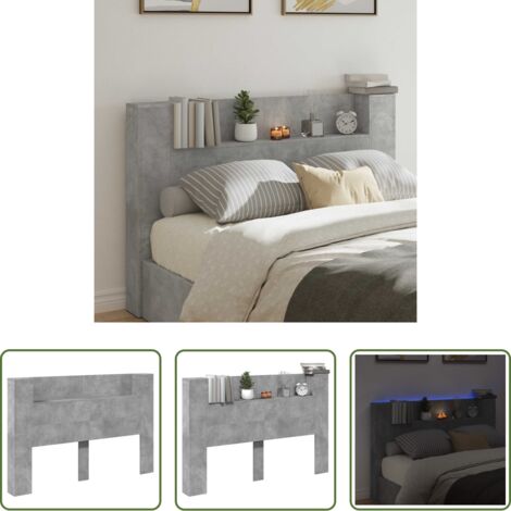 vidaXL Madera de ingeniería -  Cabecero con estante Gris Concreto 160 x 16,5 x 103,5 cm
