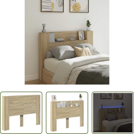 vidaXL Madera de ingeniería -  Cabecero con estante Roble Sonoma 140 x 16,5 x 103,5 cm