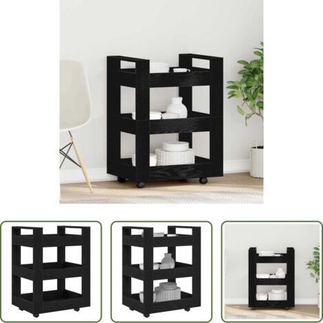 vidaXL Madera de ingeniería - Carro de Cocina Roble Negro 60 x 45 x 80 cm