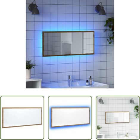 vidaXL Madera de ingeniería -  Espejo de baño LED madera ingeniería roble artisan 100x8,5x37cm