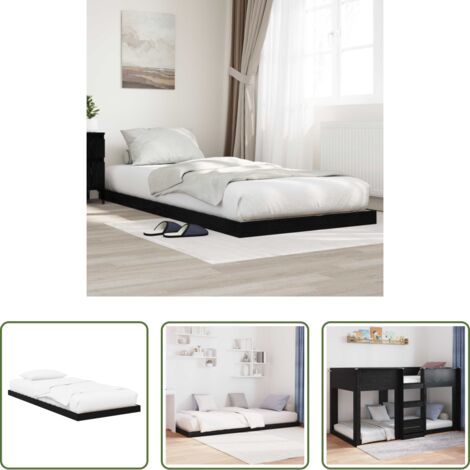 vidaXL Madera de ingeniería -  Estructura de Cama de Suelo Roble Negro 80 x 200 cm