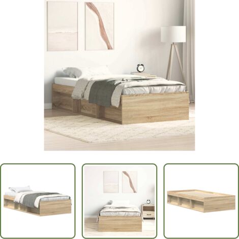 vidaXL Madera de ingeniería -  Estructura de cama roble Sonoma 100x200 cm