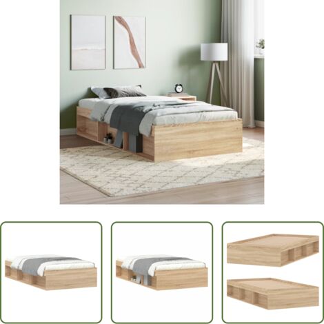 vidaXL Madera de ingeniería -  Estructura de cama roble Sonoma 90x200 cm