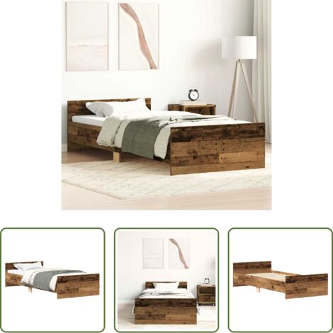 vidaXL Madera de ingeniería -  Estructura de cama sin colchón madera de ingeniería envejecida