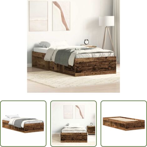 vidaXL Madera de ingeniería -  Estructura de cama sin colchón madera de ingeniería envejecida