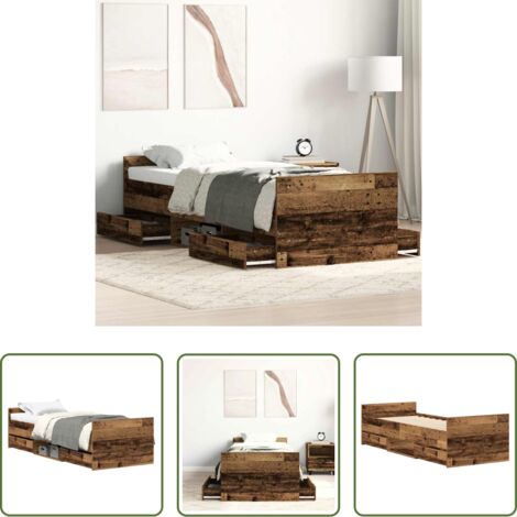 vidaXL Madera de ingeniería -  Estructura de cama sin colchón madera de ingeniería envejecida