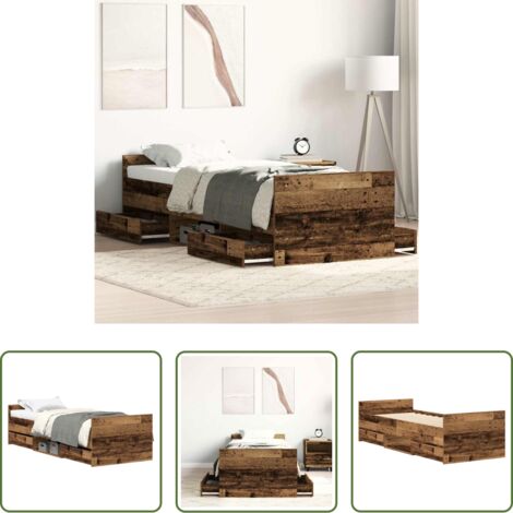 vidaXL Madera de ingeniería -  Estructura de cama sin colchón madera de ingeniería envejecida