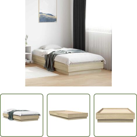 vidaXL Madera de ingeniería -  Estructura de cama sin colchón madera roble Sonoma 90x190 cm