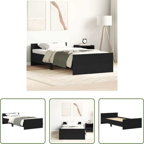 vidaXL Madera de ingeniería -  Estructura de cama sin colchón roble negro 75x190 cm