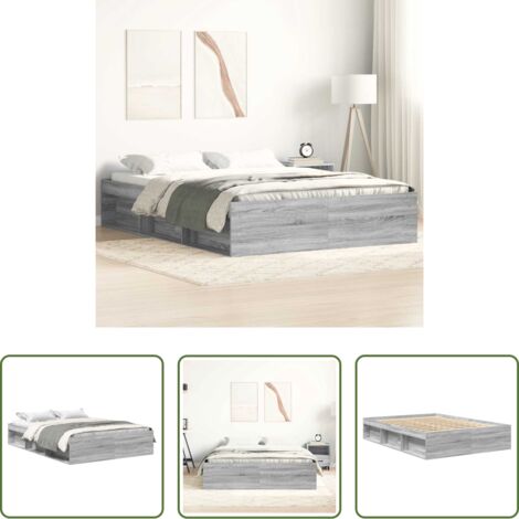 vidaXL Madera de ingeniería -  Estructura de cama Sonoma gris 120x200 cm
