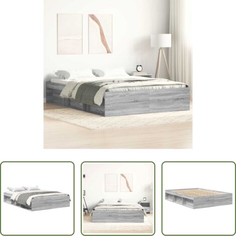 vidaXL Madera de ingeniería -  Estructura de cama Sonoma gris 160x200 cm
