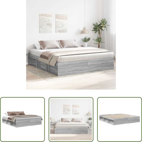 vidaXL Madera de ingeniería -  Estructura de cama Sonoma gris 200x200 cm