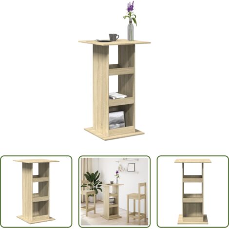 vidaXL Madera de ingeniería -  Mesa alta bar con almacenaje madera roble Sonoma 60x60x102 cm