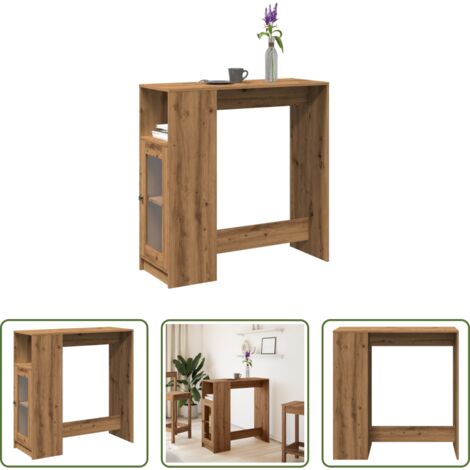 vidaXL Madera de ingeniería -  Mesa alta con estantes madera roble artisian 101x40x103,5 cm