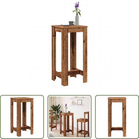 vidaXL Madera de ingeniería -  Mesa alta de bar madera de ingeniería envejecida 51x50x103,5 cm