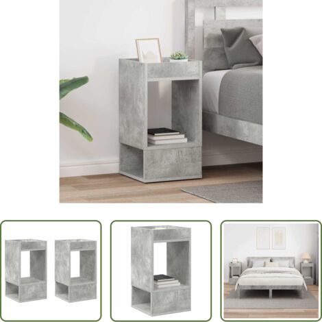 vidaXL Madera de ingeniería - Mesa Auxiliar 2 pcs Gris Concreto 30 x 30 x 56 cm
