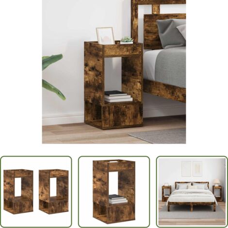vidaXL Madera de ingeniería - Mesa Auxiliar 2 pcs Roble ahumado 30 x 30 x 56 cm