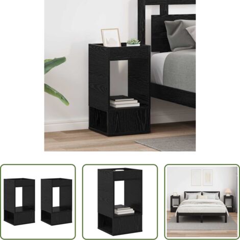 vidaXL Madera de ingeniería - Mesa Auxiliar 2 pcs Roble Negro 30 x 30 x 56 cm