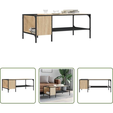 vidaXL Madera de ingeniería -  Mesa centro estante madera ingeniería roble Sonoma 100x51x40 cm