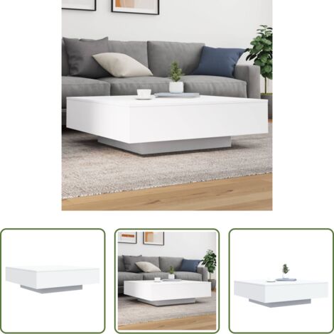 vidaXL Madera de ingeniería -  Mesa de centro madera de ingeniería blanco 100x100x31 cm