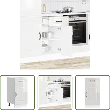 vidaXL Madera de ingeniería -  Mueble bajo cocina Kalmar madera ingeniería blanca alto brillo