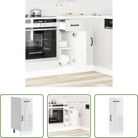 vidaXL Madera de ingeniería -  Mueble bajo cocina Kalmar madera ingeniería blanca alto brillo