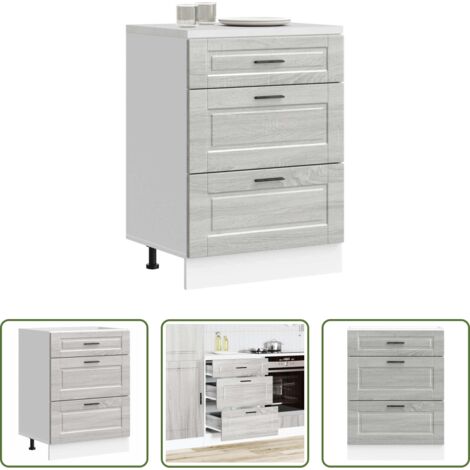 vidaXL Madera de ingeniería -  Mueble bajo de cocina porto gris sonoma madera reconstituida