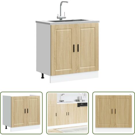 vidaXL Madera de ingeniería -  Mueble bajo fregadero Porto roble sonoma madera diseñada