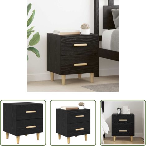 vidaXL Madera de ingeniería -  Mueble cama Roble Negro 40 x 35 x 47.5cm Madera de ingeniería