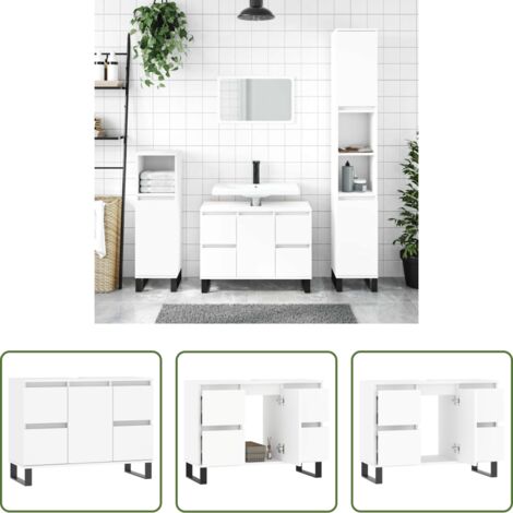 vidaXL Madera de ingeniería -  Mueble de baño madera de ingeniería blanco 80x33x60 cm