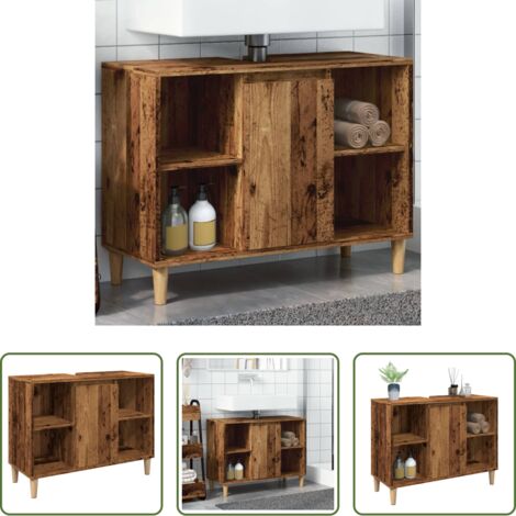 vidaXL Madera de ingeniería -  Mueble de baño madera de ingeniería envejecida 80x33x60 cm