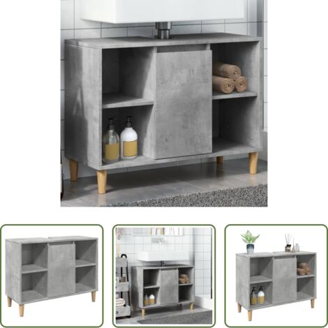 vidaXL Madera de ingeniería -  Mueble de baño madera de ingeniería gris hormigón 80x33x60 cm