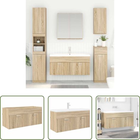 vidaXL Madera de ingeniería -  Mueble de lavabo con puerta Roble Sonoma Madera de ingeniería