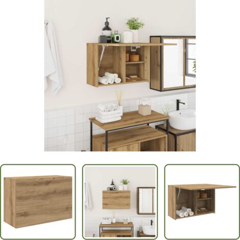 vidaXL Madera de ingeniería -  Mueble de pared baño madera ingeniería roble artisan 60x25x40cm